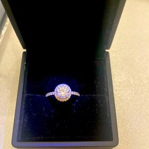 14k white gold 2.5 lab created diamond.